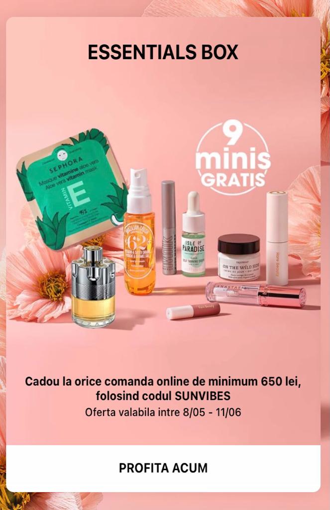 Sephora Romania Essential Box set gratuit 8 mini produse